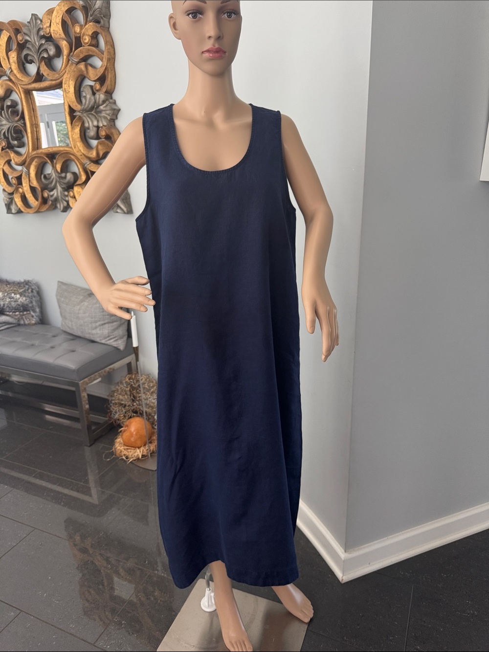 Saks Fifth Avenue Navy Maxi Linen Dress